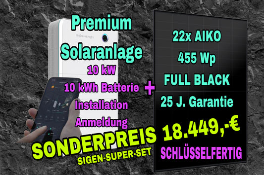Sigenstor Premium Solaranlage 10kW + LFP-Solarbatterie 10kWh + AIKO Module 455 Wp + Installation