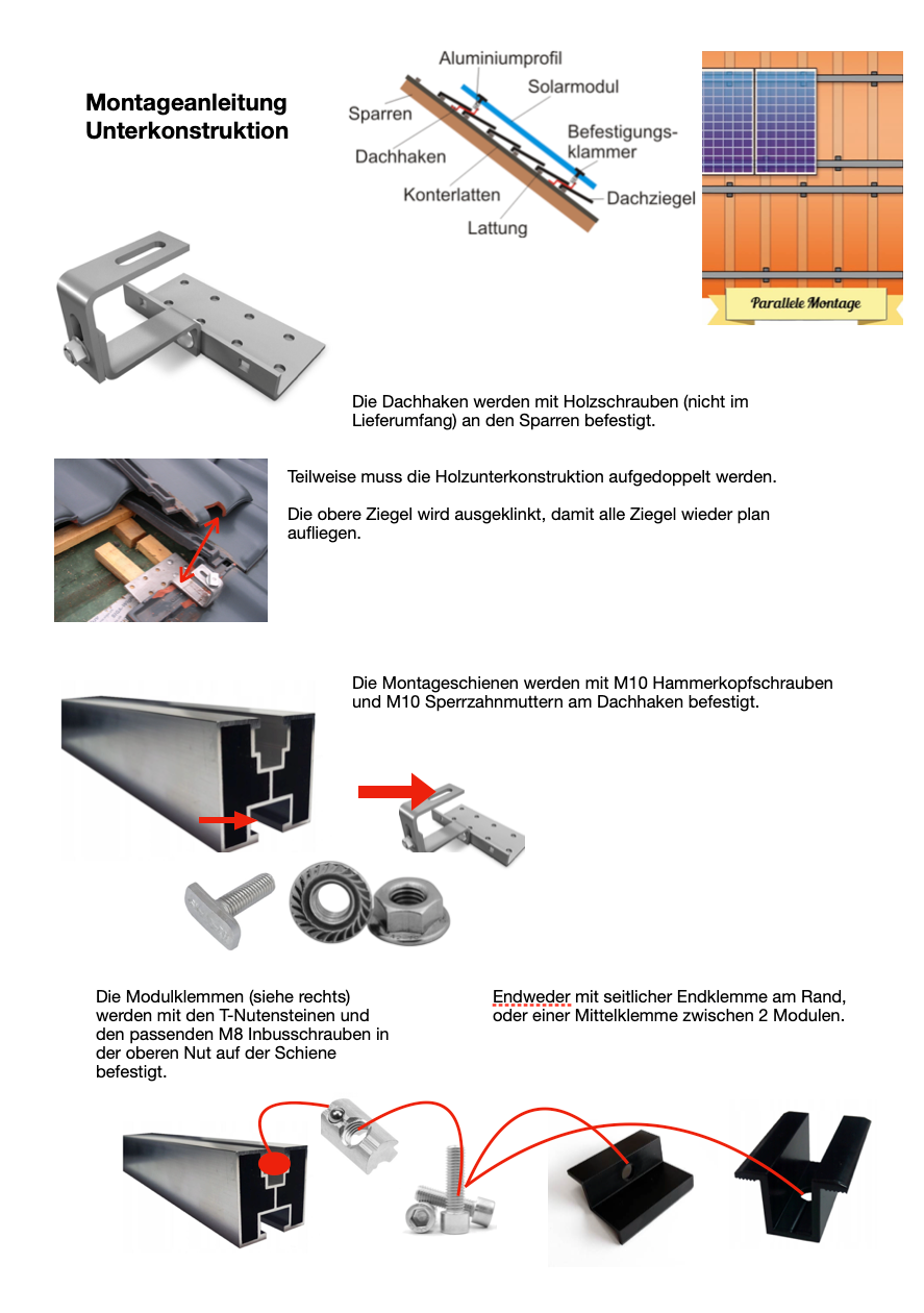 Low-Budget Montagesystem/Unterkonstruktion für fast alle Dacharten, auch Abholung im EnergySolutionCenter