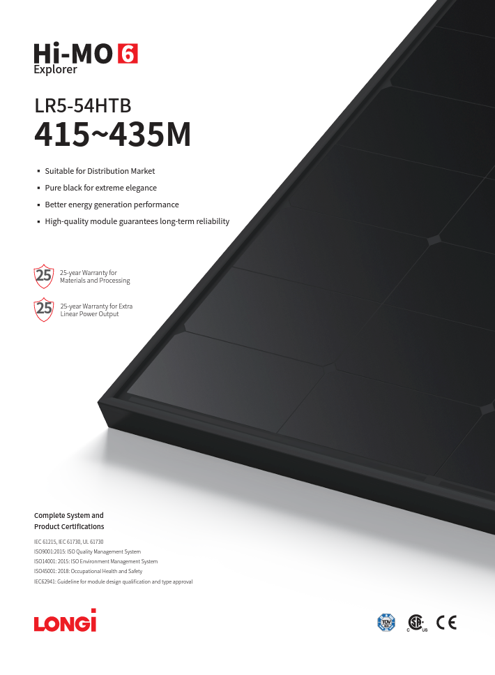 Longi Solarmodul Hi-MO 6 Explorer PERC HPBC 430 Wp Full Black