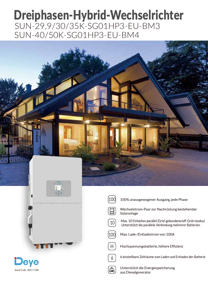 DEYE Hybridwechselrichter SUN-..K-SG01HP3-EU-AM2 - alle Größen - 5 bis 50 kW