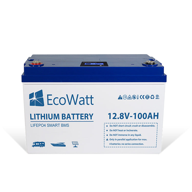 EcoWatt LiFePO4 Lithium Batterie 12.8V 100Ah SmartBMS-ohne Bluetooth-mit LED Display