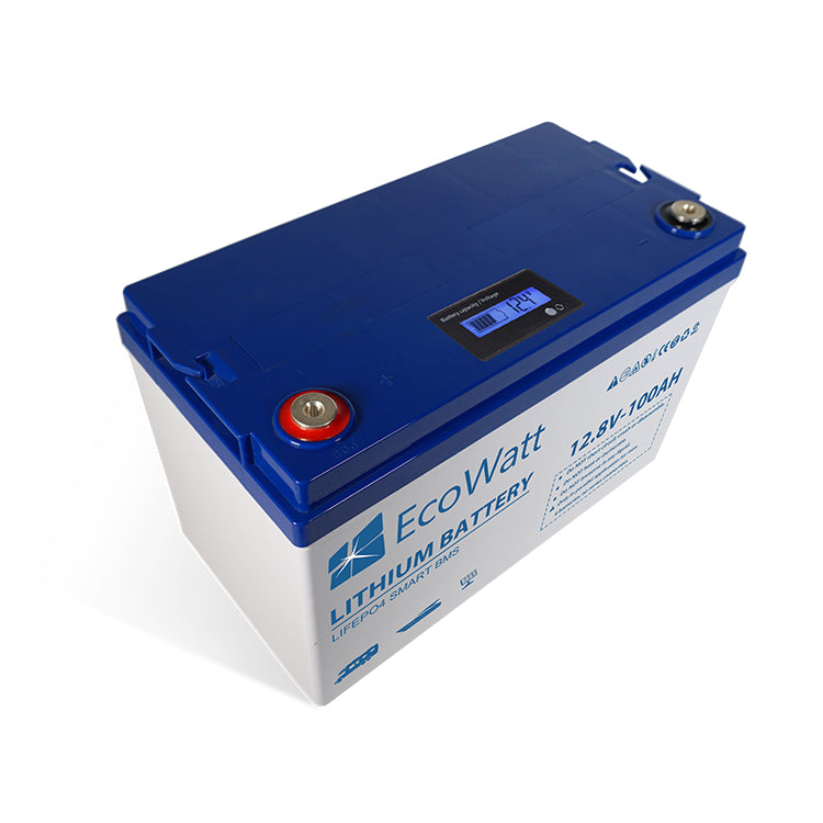 EcoWatt LiFePO4 Lithium Batterie 12.8V 100Ah SmartBMS-ohne Bluetooth-mit LED Display