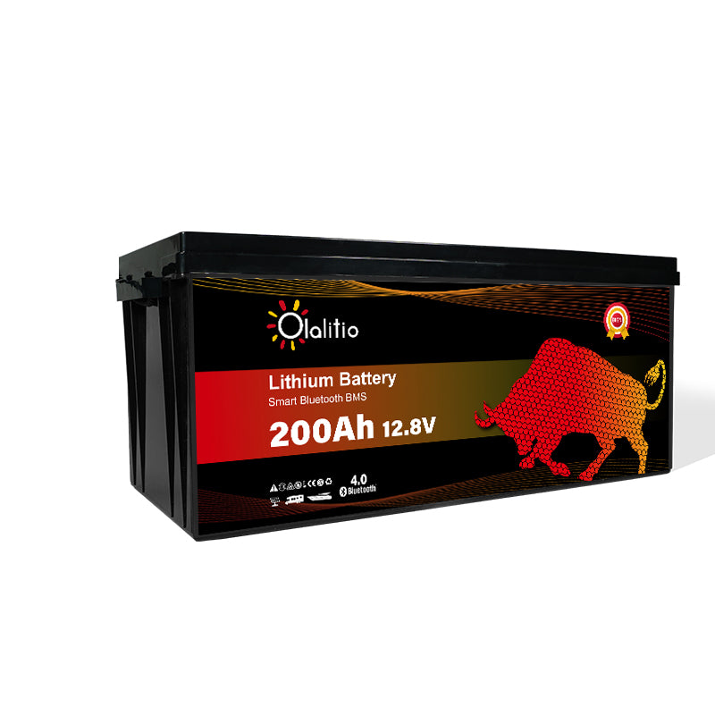 Olalitio Lithium/LiFePO4 Batterie 12V 100/150/200Ah LiFePO4 mit SMART BMS & Bluetooth | Camping | Boot | Yacht | Wohnmobil | Wohnwagen