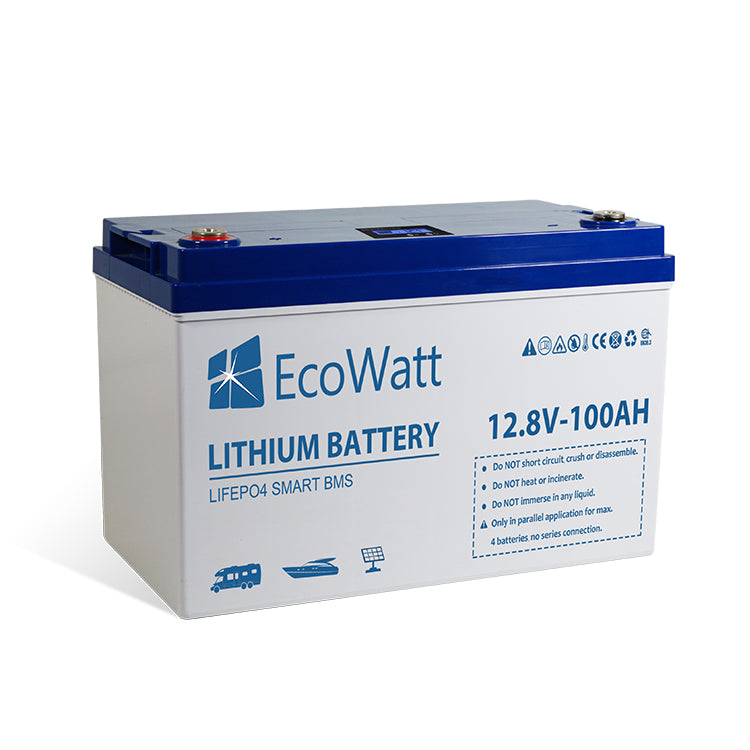 EcoWatt LiFePO4 Lithium Batterie 12.8V 100Ah SmartBMS-ohne Bluetooth-mit LED Display