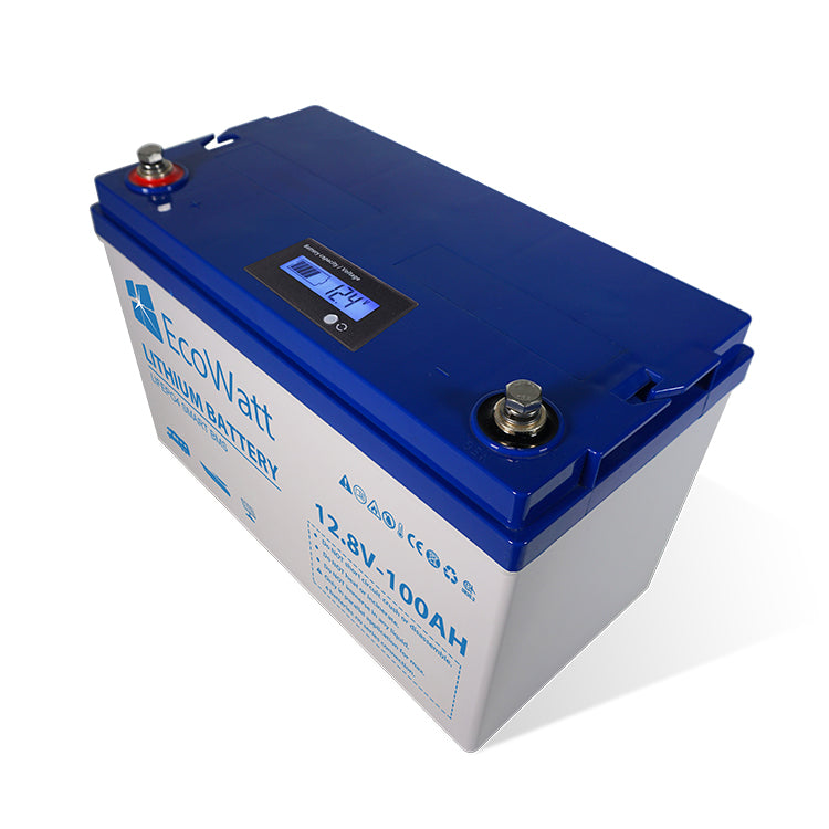 EcoWatt LiFePO4 Lithium Batterie 12.8V 100Ah SmartBMS-ohne Bluetooth-mit LED Display