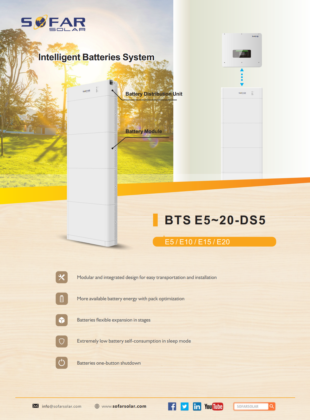 Sofar Solar BTS E5-DS5 E10-E15-E20 kwh Batteriespeicher
