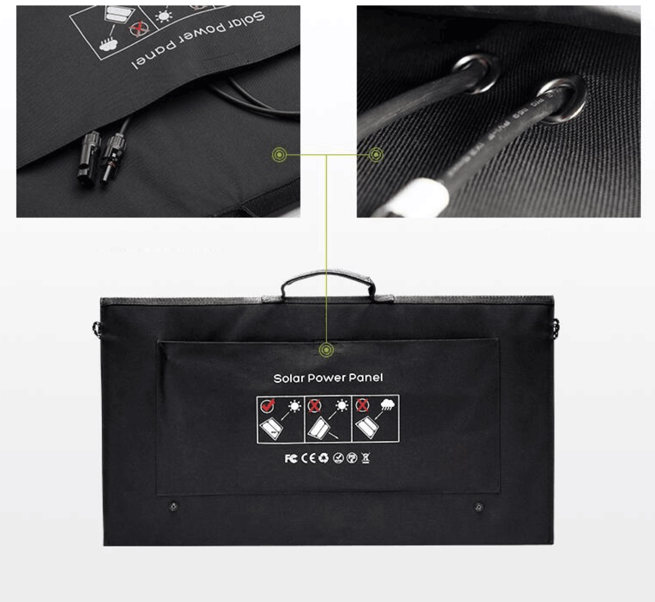 100W faltbares 4-fach Solarmodul Solarpanel 18V 5500mAh mit USB und DC Output Camper