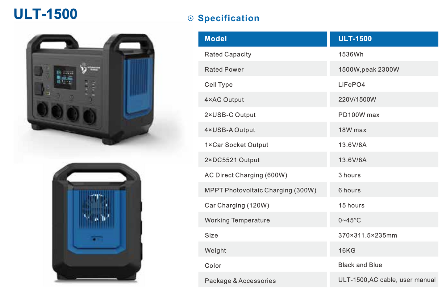 DIE POWER-STATION ! ULTIMATRON ULT-1500, 1536 Wh, AC-Output 1500W bis 2300W peak, LiFePO4, LFP, MPP Tracker, Camping, Notstrom
