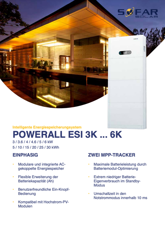 Sofar Solar PowerAll Hybridwechselrichter 4,6 KW inkl. Batteriespeicher, All-in-one-Set, 1-phasig