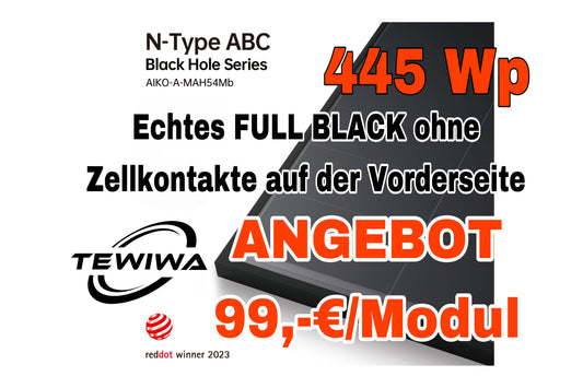 High-End Solarmodul Aiko Black Hole AK-A445-MAH54Mb-BK FULL BLACK, N-Typ