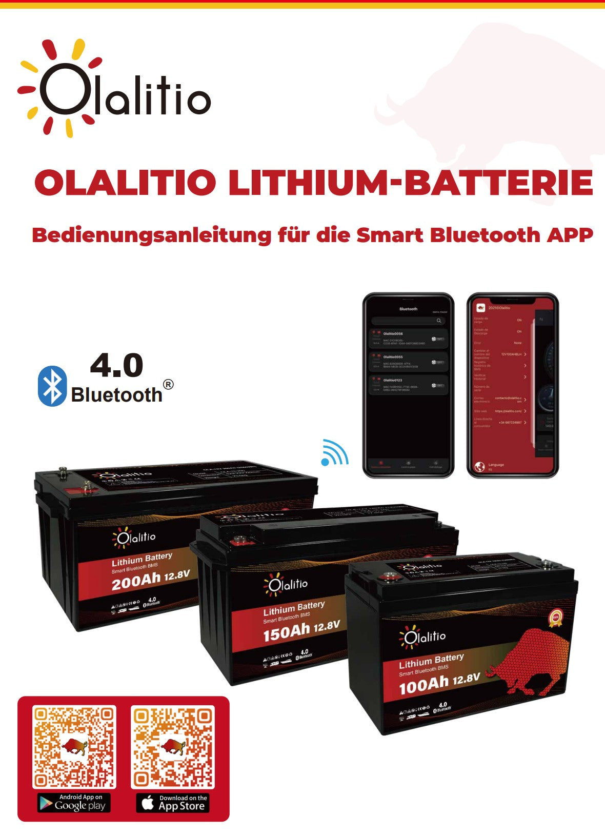 Olalitio Lithium/LiFePO4 Batterie 12V 100/150/200Ah LiFePO4 mit SMART BMS & Bluetooth | Camping | Boot | Yacht | Wohnmobil | Wohnwagen