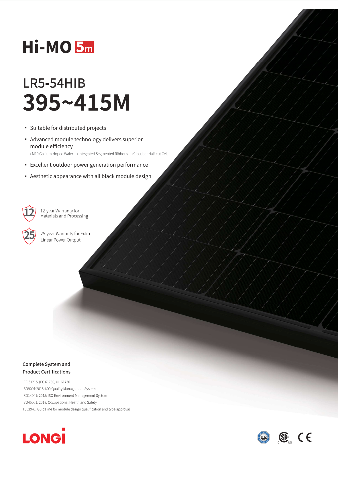 Versandware: 0% MwSt - Longi Mono 400 All Black Half Cut PERC Solarmodul, Balkonkraftwerk